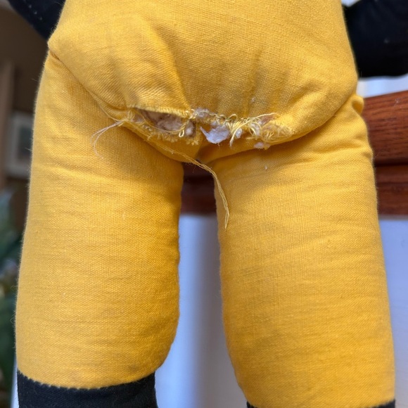 Vintage Plush 1960s Football Player Black Gold 21" Doll Pittsburh Steelers - Picture 7 of 10